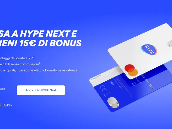 HYPE Next ti premia ora: bonus 15€, assicurazioni e bonifici gratis